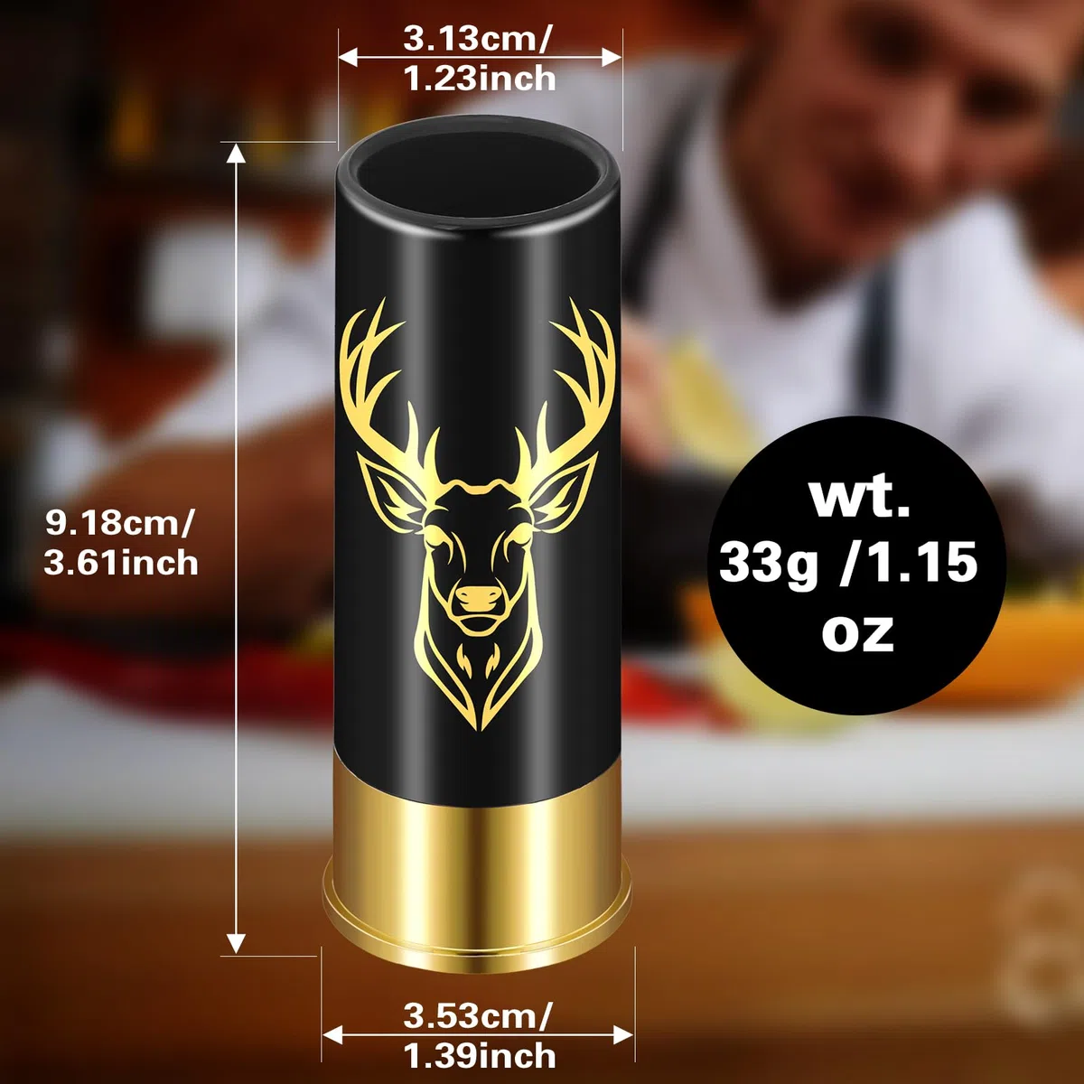 Set di 4 Bicchierini da Shot con Testa di Cervo, con Confezione Regalo, Regali di Compleanno, Matrimonio, Festa del Papà, Natale, 12GA Caccia al Cervo, Piccoli Bicchierini, Plastica, Nero e Rosso