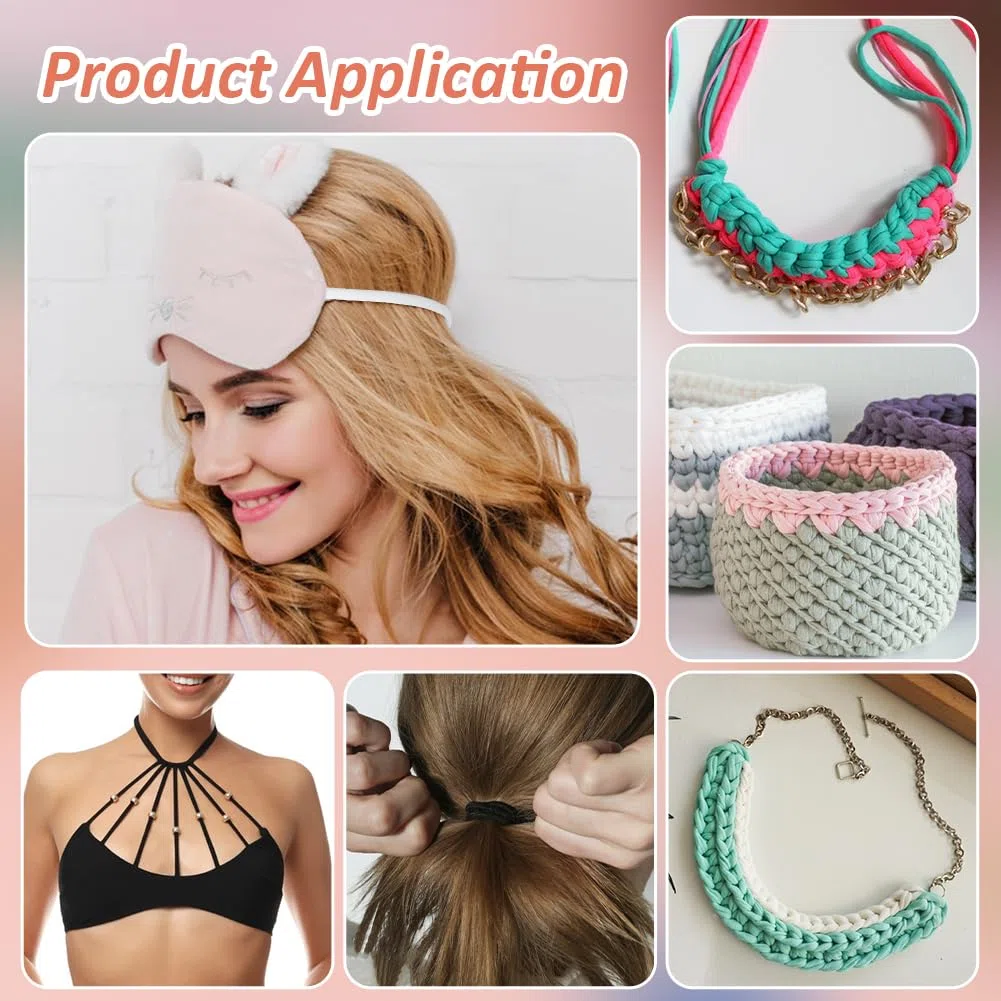 BENECREAT Cordino Elastico Piatto Da 50 m, Corda Elastica Morbida Da 5mm per Cucire con Rocchetto di Plastica per Realizzare Bikini, Costumi Da Bagno e Accessori per Capelli, Bianco
