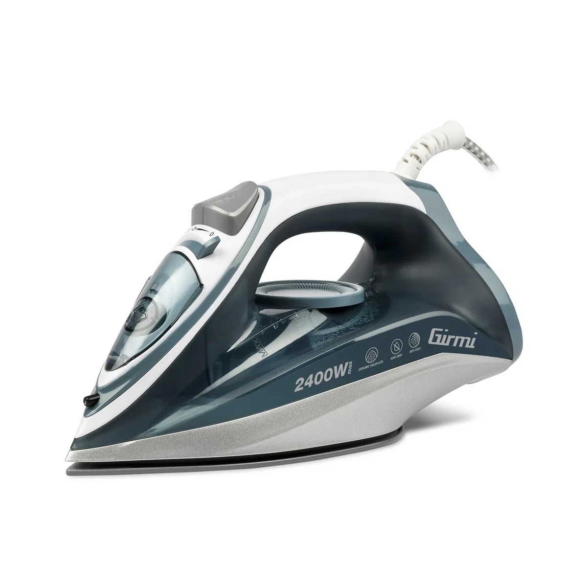 Girmi ST51 Ferro da Stiro A Vapore, Alta potenza 2400 W, Piastra in Ceramica, Impugnatura ergonomica, Capacità 250 ml, Funzione Anti-calcare, Anti-goccia, Auto-pulizia