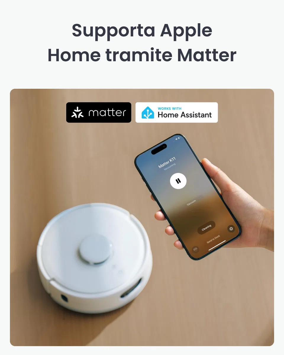 SwitchBot K11+ Robot aspirapolvere e lavapavimenti con Matter, 6.000 Pa, svuotamento automatico per 90 giorni, sistema LDS, ultra-sottile con 9 cm, compatibile con Apple Casa, Alexa e Google Home