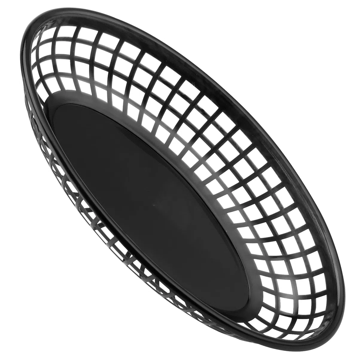 Confezione da 40 cestini ovali in plastica per fast food, per patatine fritte, panini, hamburger, picnic, barbecue, feste, colore nero, 23 x 14,5 x 4 cm