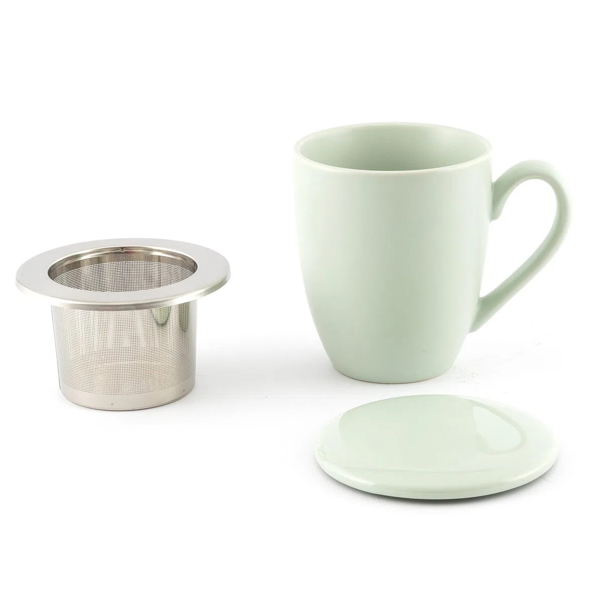 Hanseküche Tazza da tè con coperchio e colino, XXL, 600 ml, in ceramica, grande, con coperchio, filtro da tè, grande (menta, 600 ml)