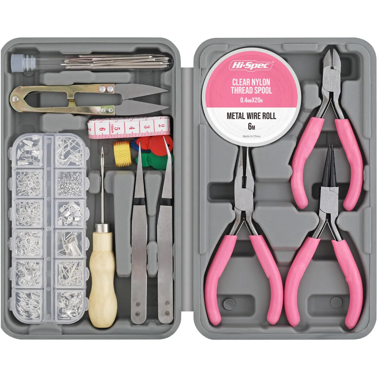 Hi-Spec set da 17 pezzi di strumenti per creazione di gioielli e set di accessori da 600 pezzi. Pinze e fili per bracciali, collane, orecchini fatti a mano, arti e mestieri