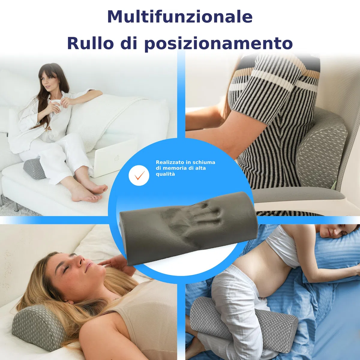 DYNMC you Confortevole Cuscino per Ginocchia Dormire, Cuscino per Gravidanza - Durezza Media, in Memory Foam, Rivestimento Morbido OEKO-TEX - Cuscino per Gambe Premium, Cuscino Lombare by, Grigio