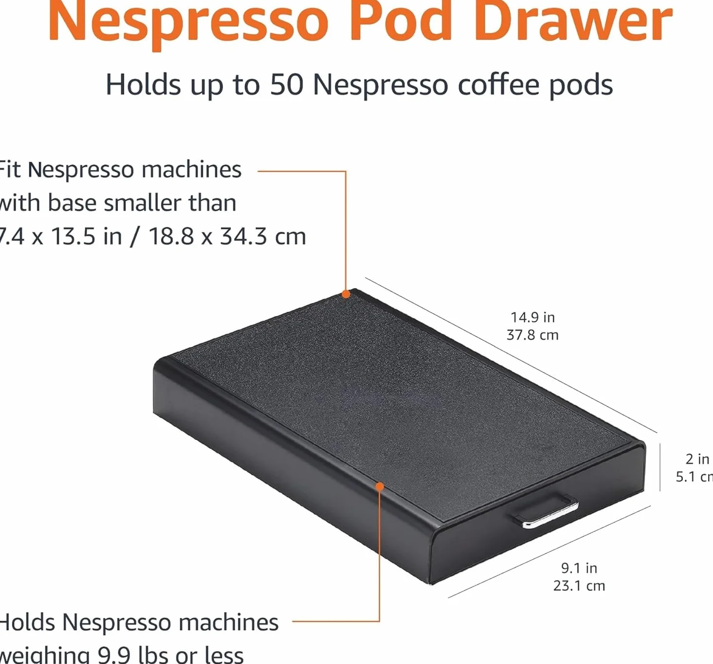 Amazon Basics - 1 Cassetto Porta Capsule per Nespresso Originalline, capacità: 50 Capsule, Nero