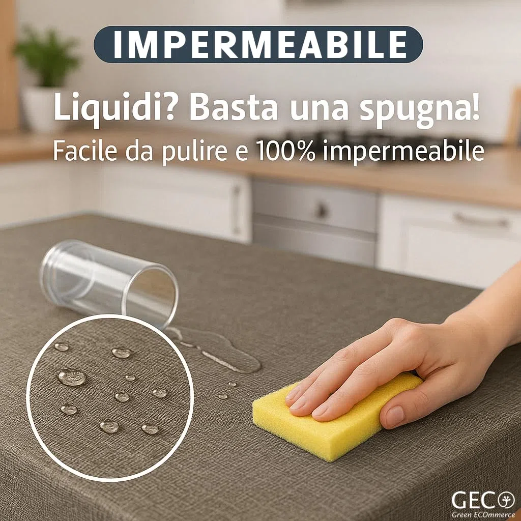 Tovaglia Rettangolare Impermeabile 120x230 cm, Antimacchia Lavabile, Plastificata Effetto Tessuto, Retro Felpato Antiscivolo, Ideale per uso Interno ed Esterno (120x230 Beige)