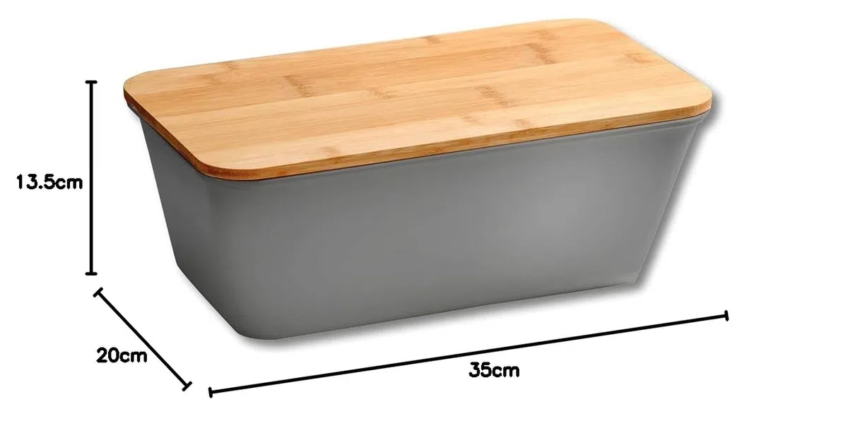 Kesper 58491 Portapane in Plastica, Grigio, con Coperchio in bambù, FSC