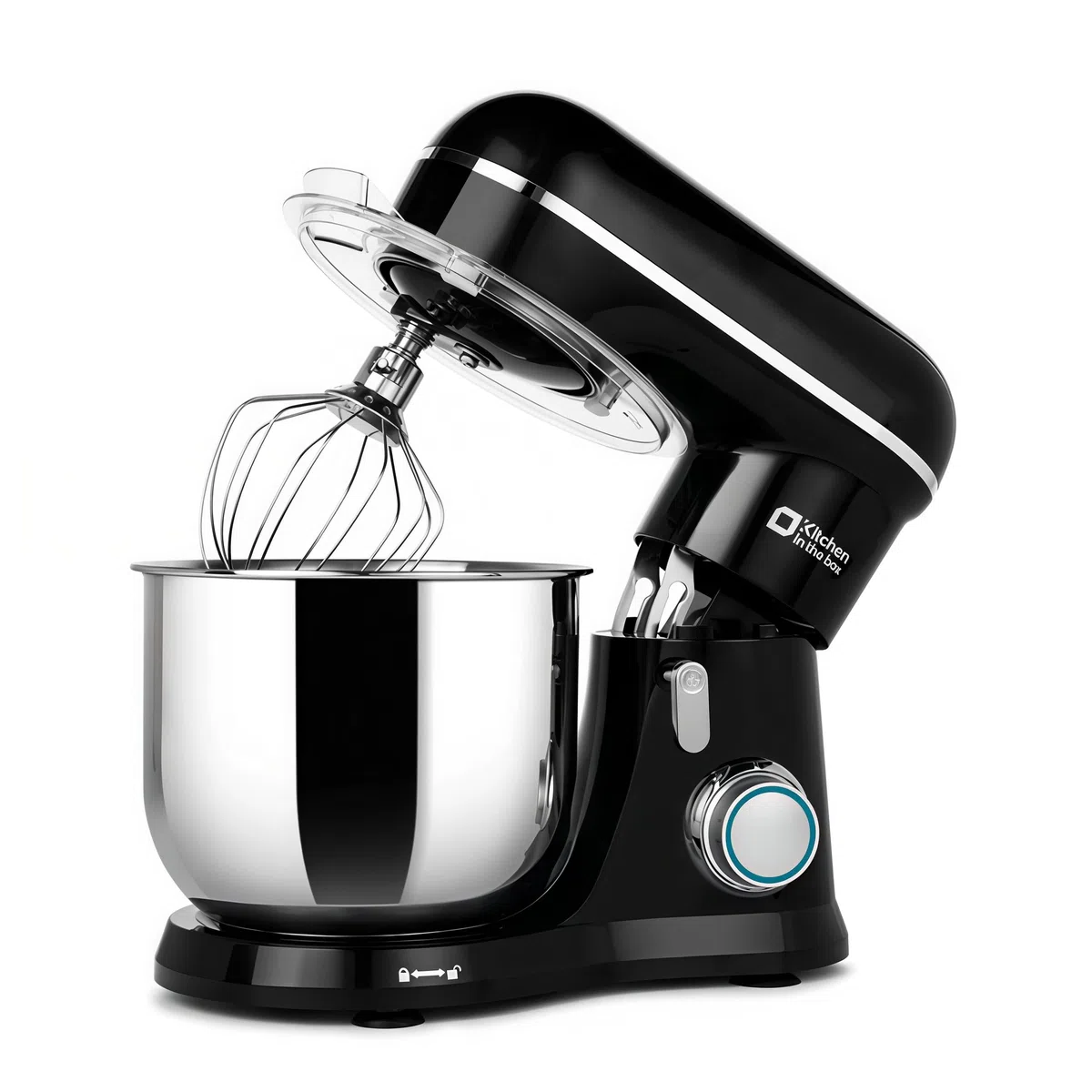 Kitchen in the box Impastatrice Planetaria, 3,5L Piccolo Planetaria Professionale, 10 Velocità Impastatrice Pizza con Uncino Impastatore, Mescolatore, Frusta Sbattitric (Nero)