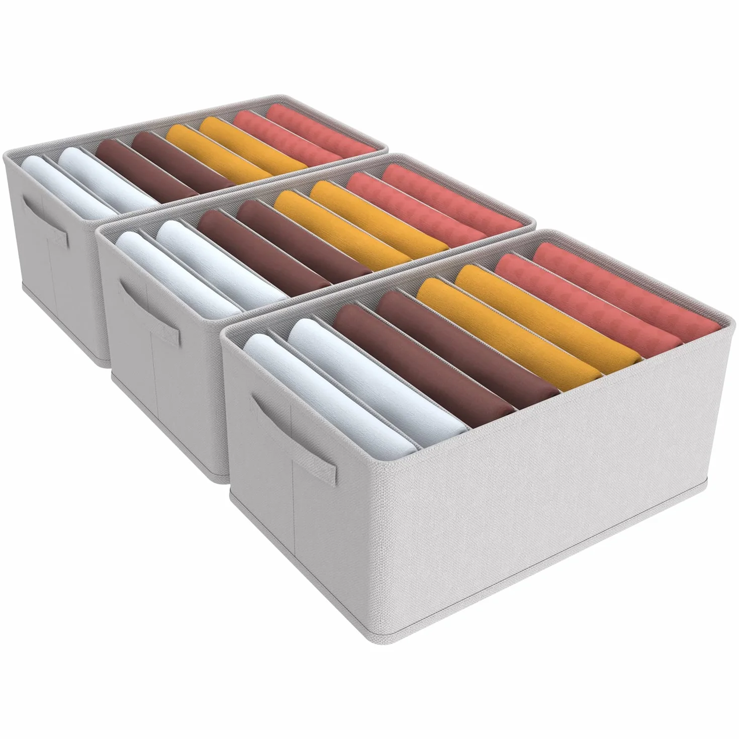 3 Pezzi Organizer Armadio Cassettiera per Jeans Organizer per cassetti impilabile e robusto Contenitori per armadio salvaspazio più spessi Scatole Portaoggetti con 8 Scomparti per Jeans, Maglione