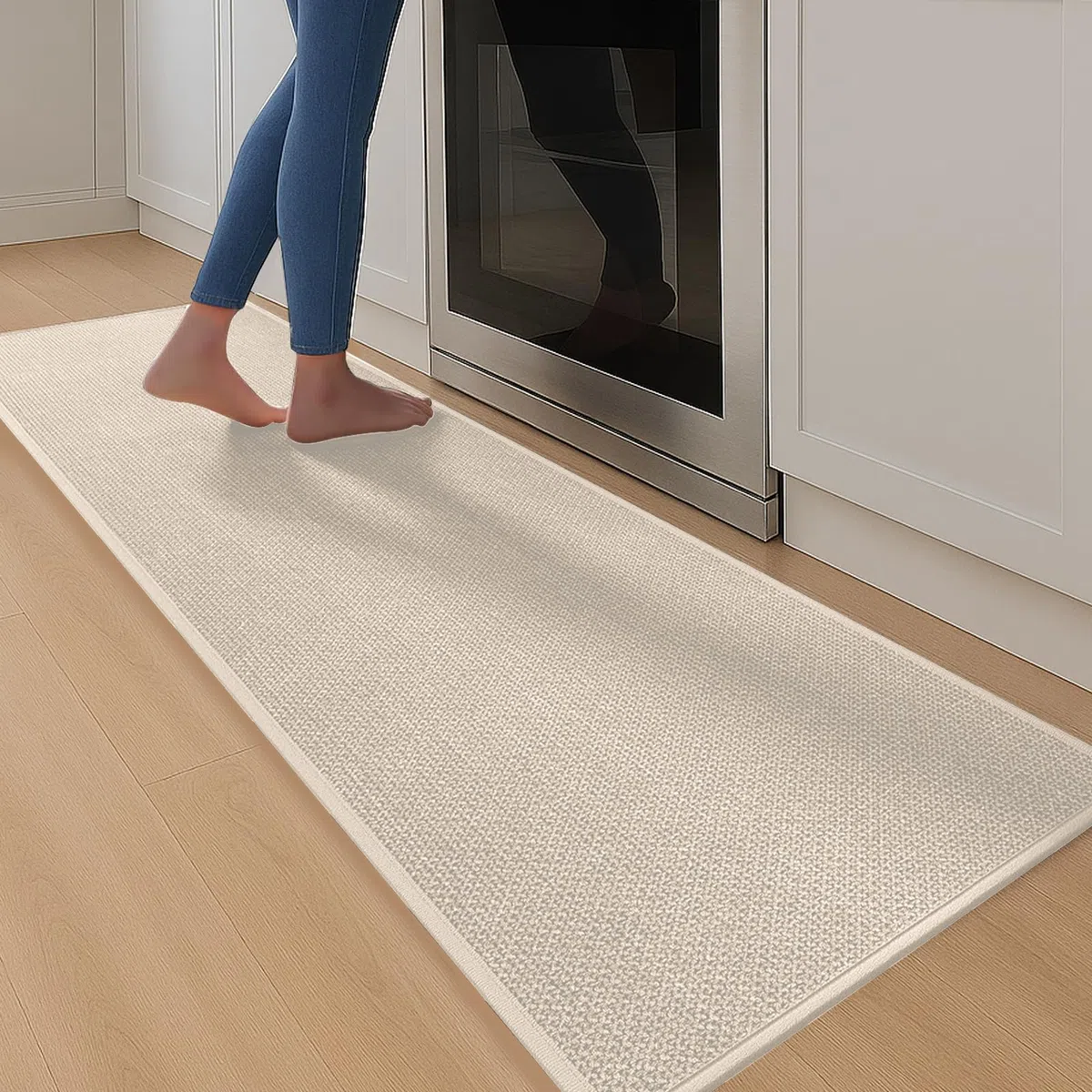 Tappeto da cucina lavabile antiscivolo per cucina, corridoio e lavanderia, assorbente, facile da pulire, tappeto per cucina e corridoio, per esterni, 43,5 x 180 cm (beige)