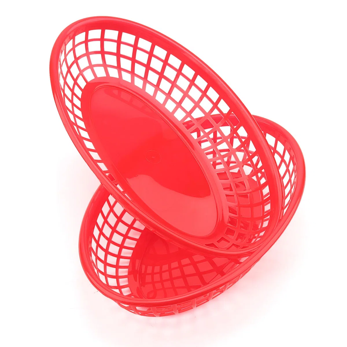 MUKCHAP 40 cestini in plastica rossa per fast food, 23 x 14,5 x 4 cm, ovali cestini rossi per fast food, cesti in plastica per alimenti, per patatine, panini, hamburger