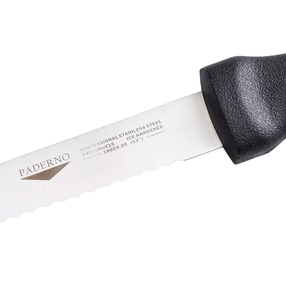 Paderno - Coltello per Pasticceria e Torte in Acciaio Inox Ice Hardening, Manico in Polipropilene Nero, Lunghezza Lama 36 cm