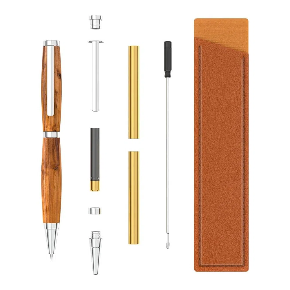 Kit di Penne per Tornitura del Legno Slimline - con Inchiostro Nero, Confezione da 10 + Cover Bonus - Forniture per Bricolage, Regali e Strumenti di Scrittura