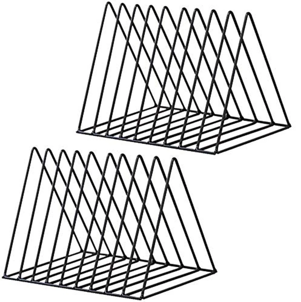 2 pcs Portariviste, porta giornali, da scrivania, in ferro, multifunzione, a triangolo, per decorare casa, ufficio, librerie (nero)
