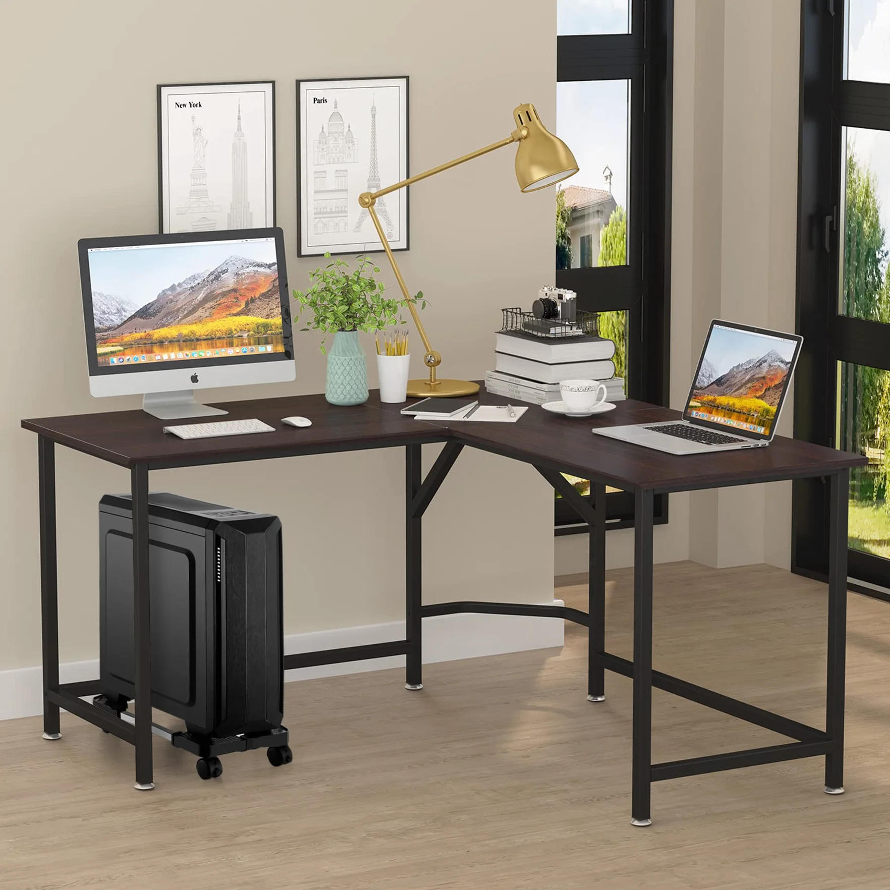 Supporto per PC Case con rotelle Bloccabili, CPU Holder Cart, Dimensione Regolabile, Adatto alla Maggior Parte dei Computer-Nero