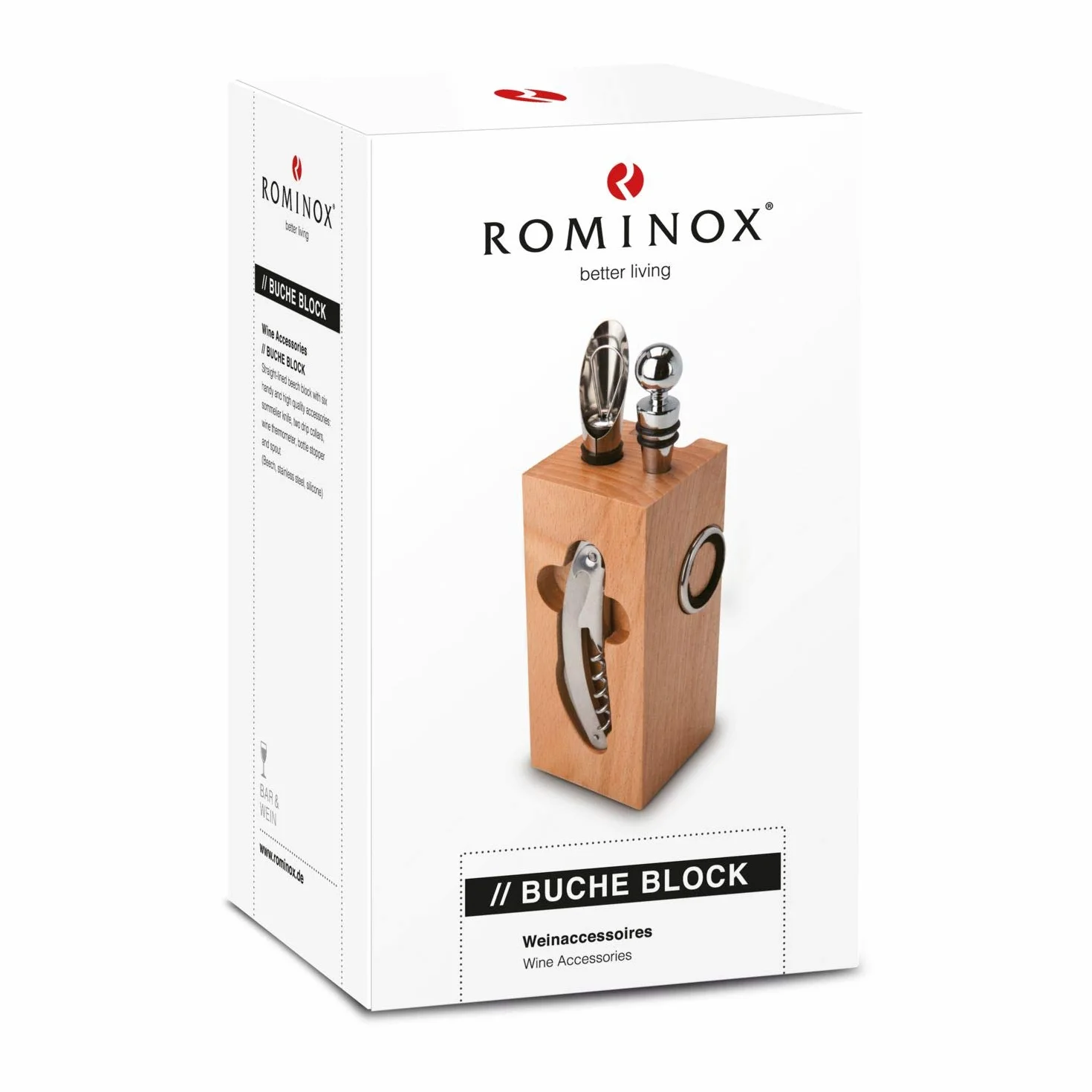 Rominox RX2113 - Accessori per vino, in legno di faggio