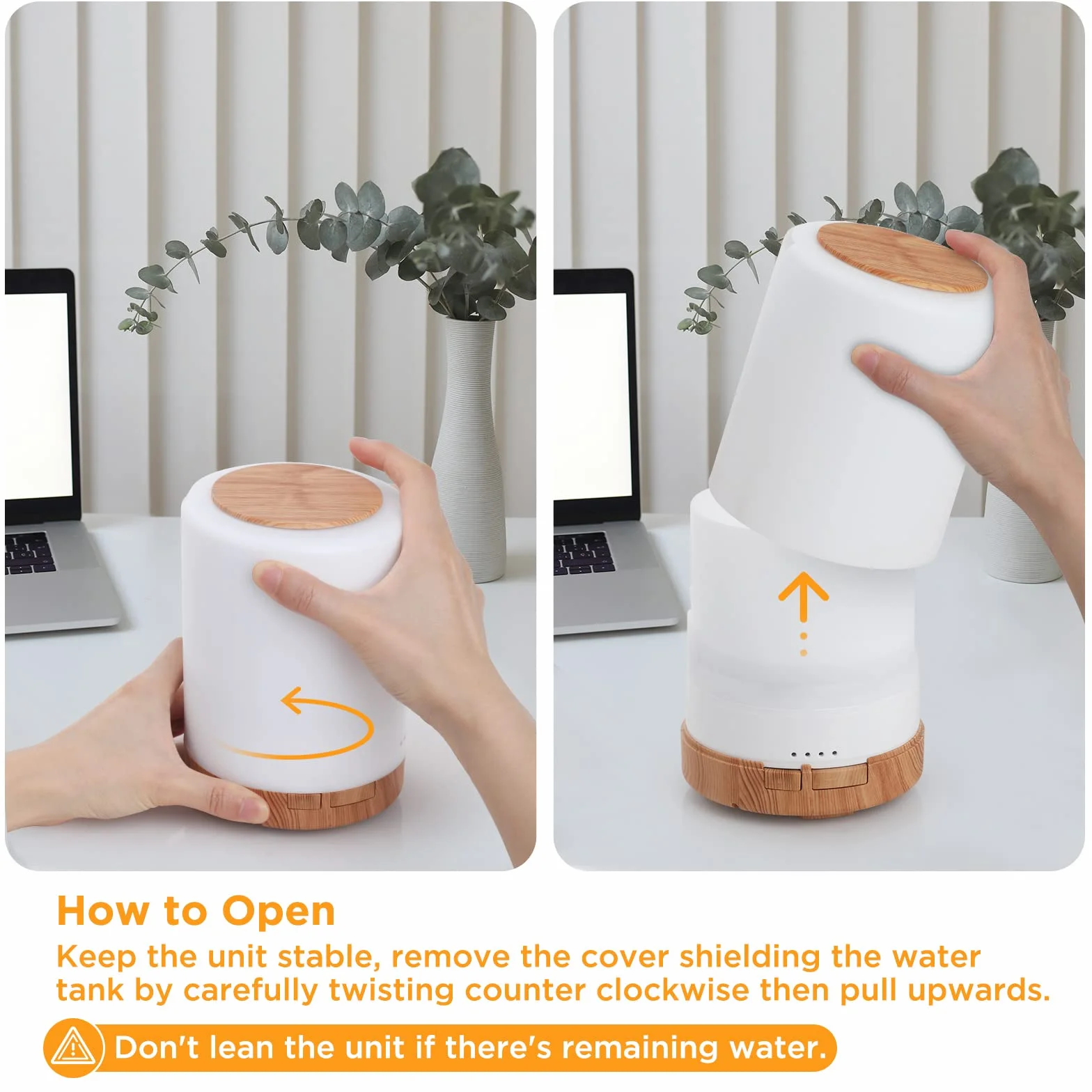 WD&CD Diffusore di Aromi, 300ml Umidificatore Ultrasuoni con Telecomando/7 LED Colori/Spegnimento Automatico, Diffusore di Oli Essenziali per Spa,Yoga,Camera da Letto - Venatura del Legno Chiaro