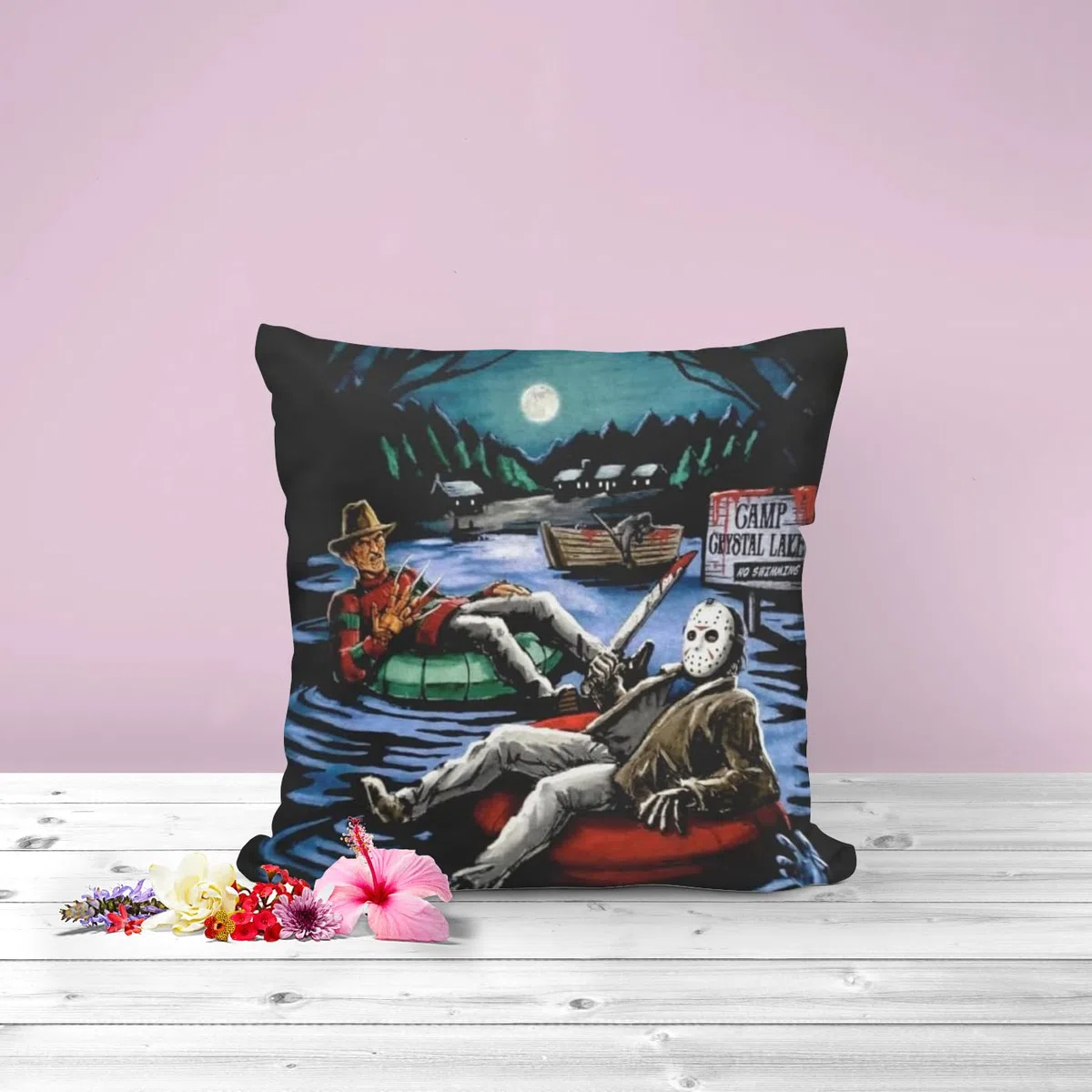 Jason Voorhees Freddy Krueger Venerdì 13 Halloween Horror Federa per cuscino | Idea regalo unica decorazione per la casa | 45 x 45 cm 45,7 x 45,7 cm | Freddy vs Jason