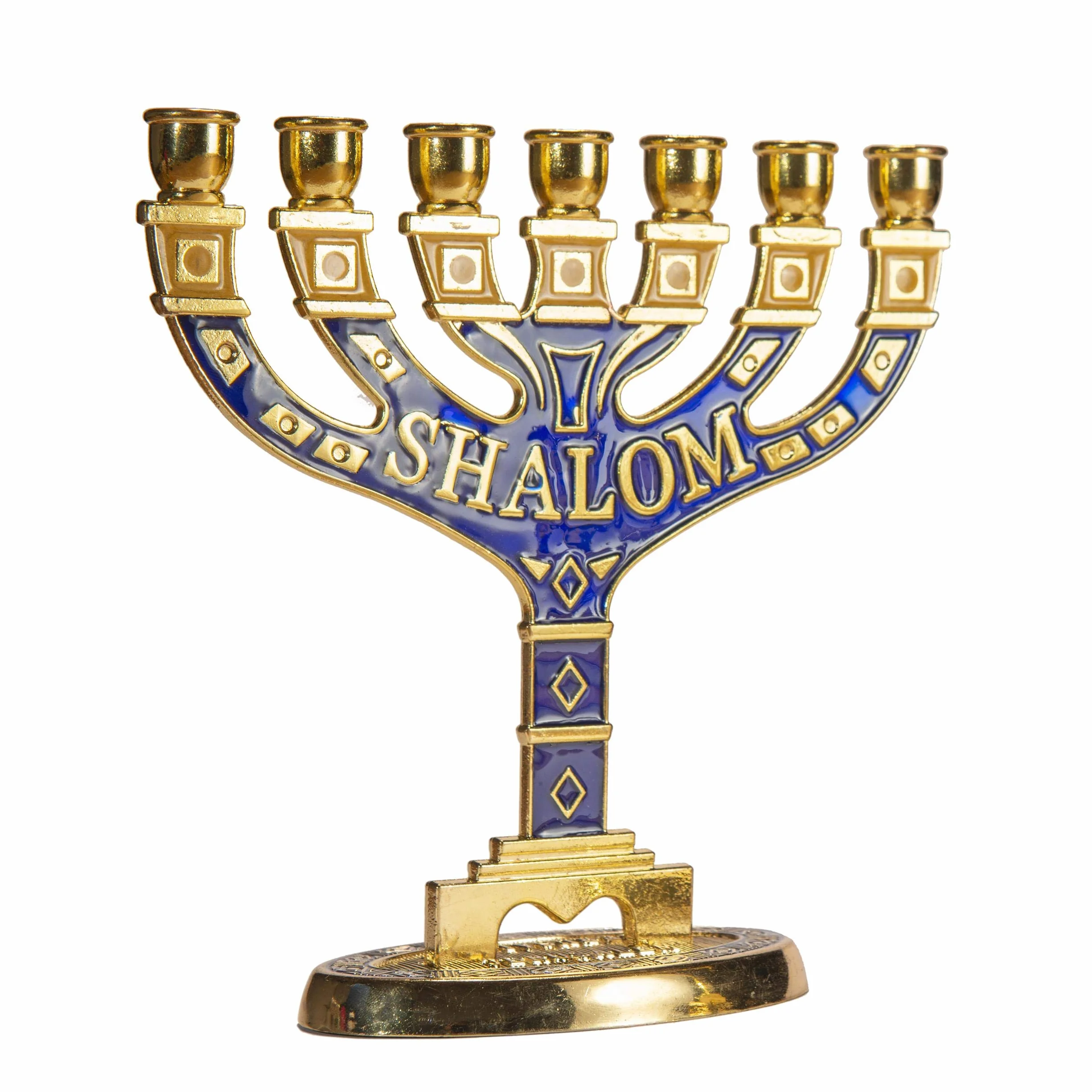 JL Kippha's Portacandele decorativo Judaica a 7 rami Shalom Israele Menorah ebraico Festival 10 x 10 cm
