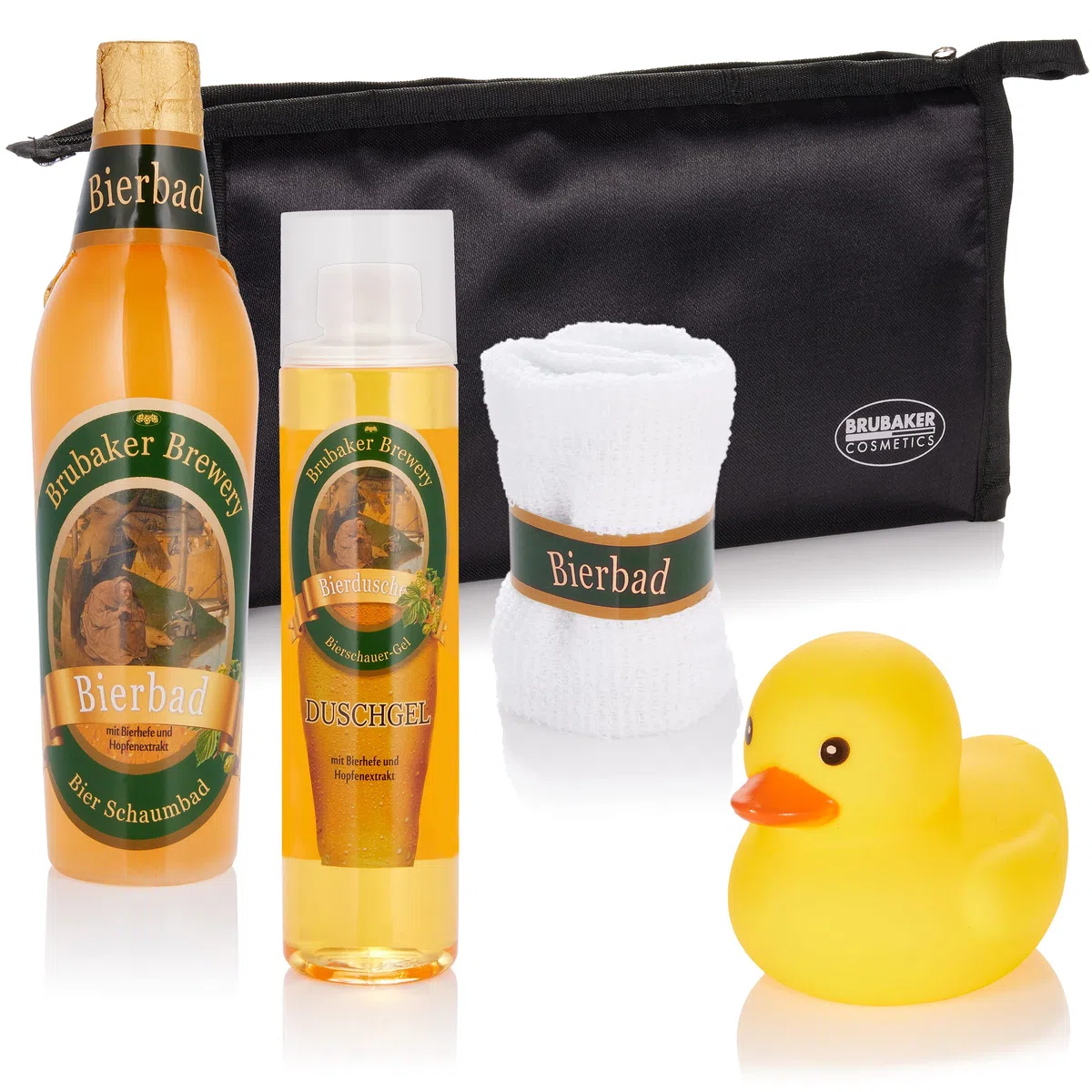 BRUBAKER bagno Beer Box - 5 pezzi - regalo per gli uomini - con borsa toilette, washcloth e l'anatra del bagno