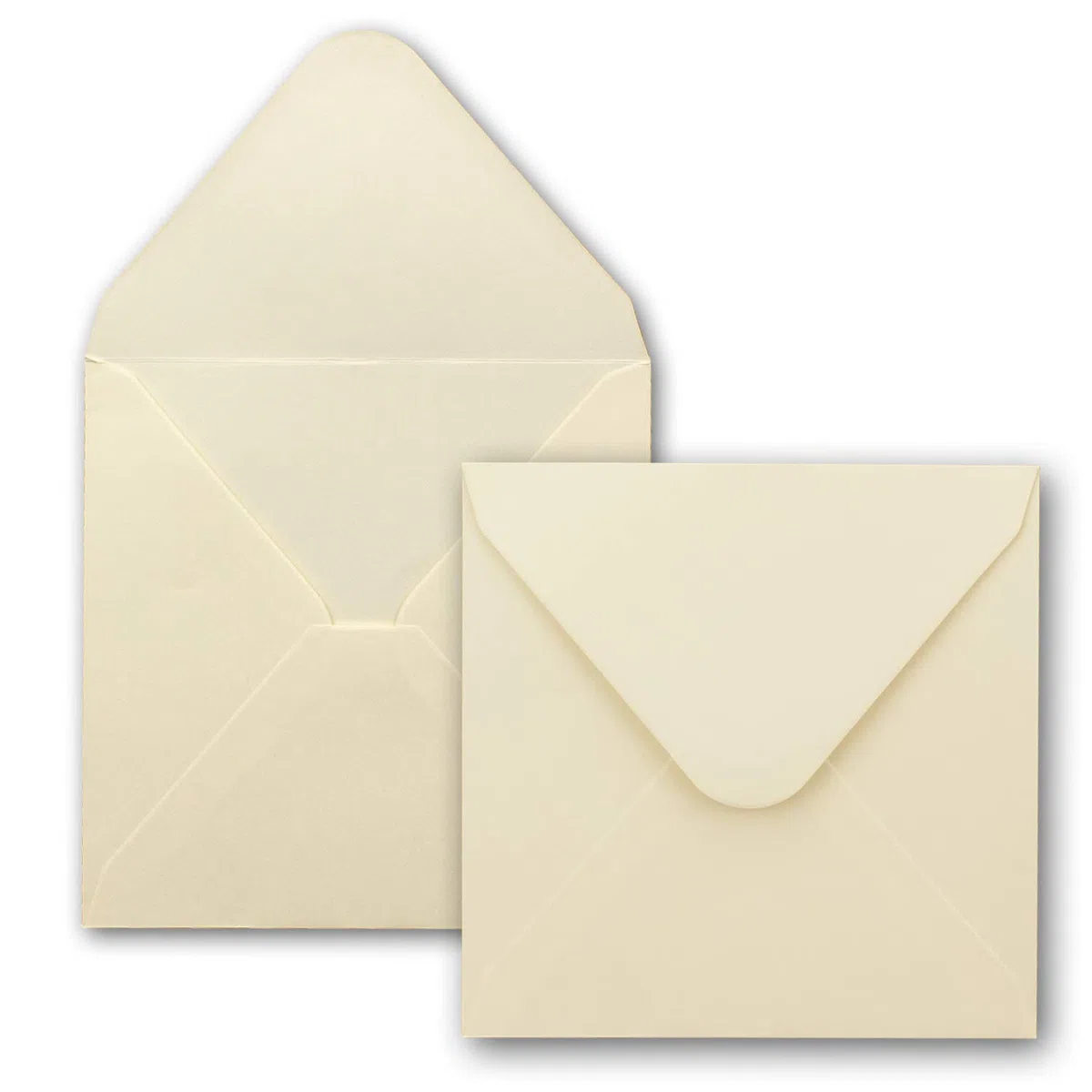 Set di 75 biglietti quadrati con buste e fogli da inserire, 13,5 x 13,5 cm, colore crema/avorio, inviti quadrati bianchi per matrimoni e feste