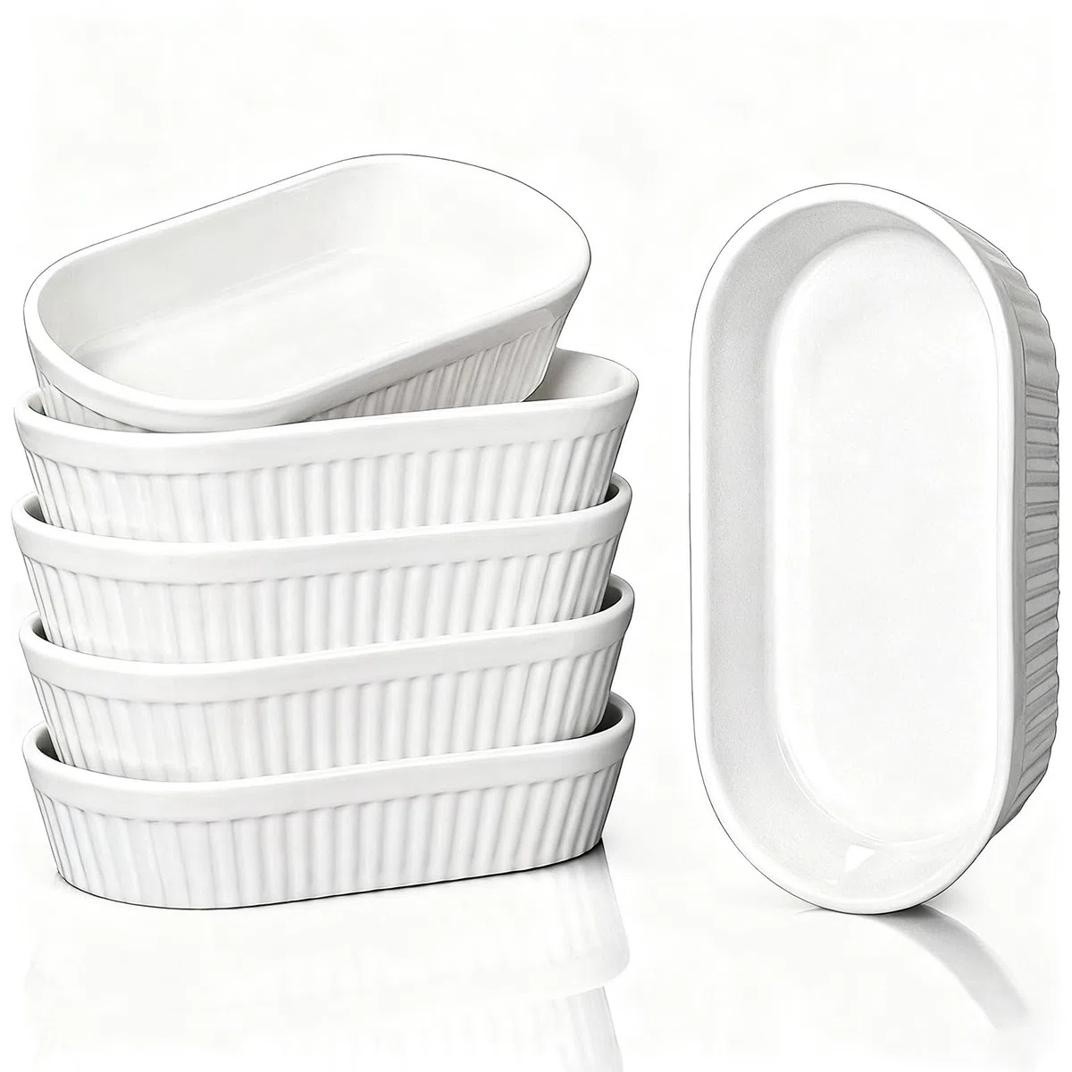 Ciotoline per crème brûlée, 6x forma per sformati in ceramica piccola, 16 * 8 * 3 cm, ciotole per soufflé per dessert, muffin, paste, mini forma per sformati per forno, microonde