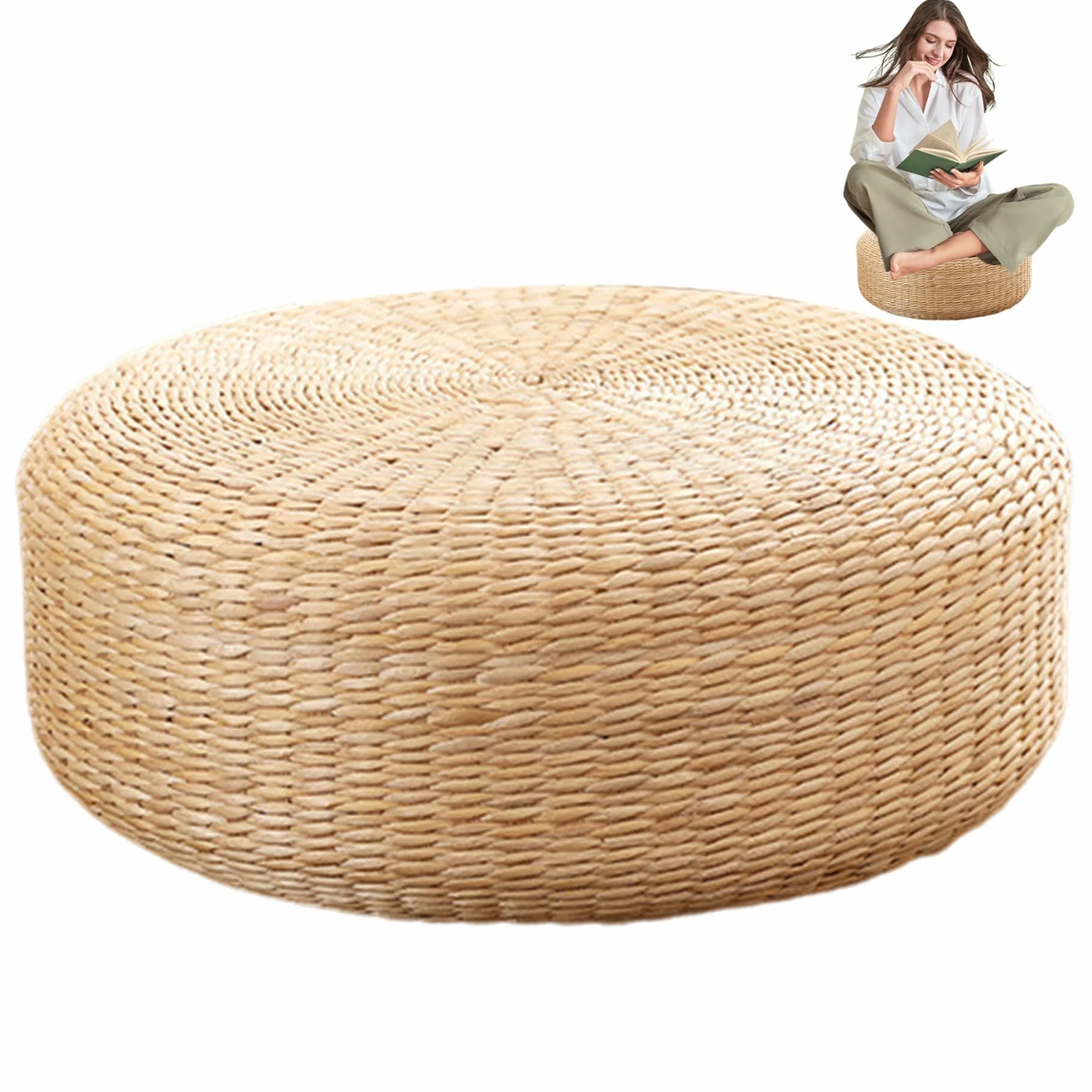 Cuscino da pavimento Tatami Cuscini da pavimento in tessuto naturale da 16 pollici per la seduta di meditazione del Buddha Cuscino confortevole Cuscini per soggiorno per adulti