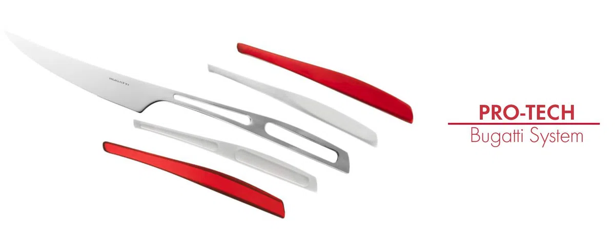 BUGATTI, Glamour, Set 6 Forchettine da Dolce in Acciaio Inox 18/10, Confezionato in Scatola Regalo (Rosso)