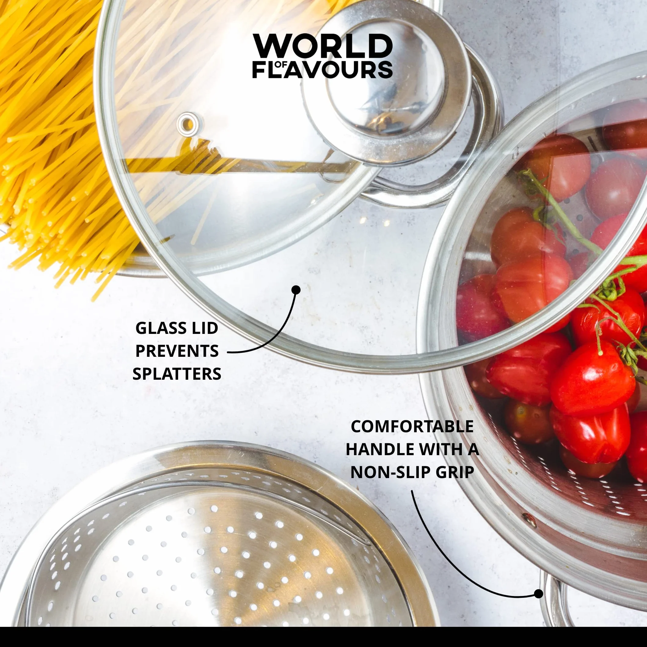 Kitchen Craft Italian Collection Pentola per pasta in acciaio INOX con inserto per cottura al vapore, 20 cm