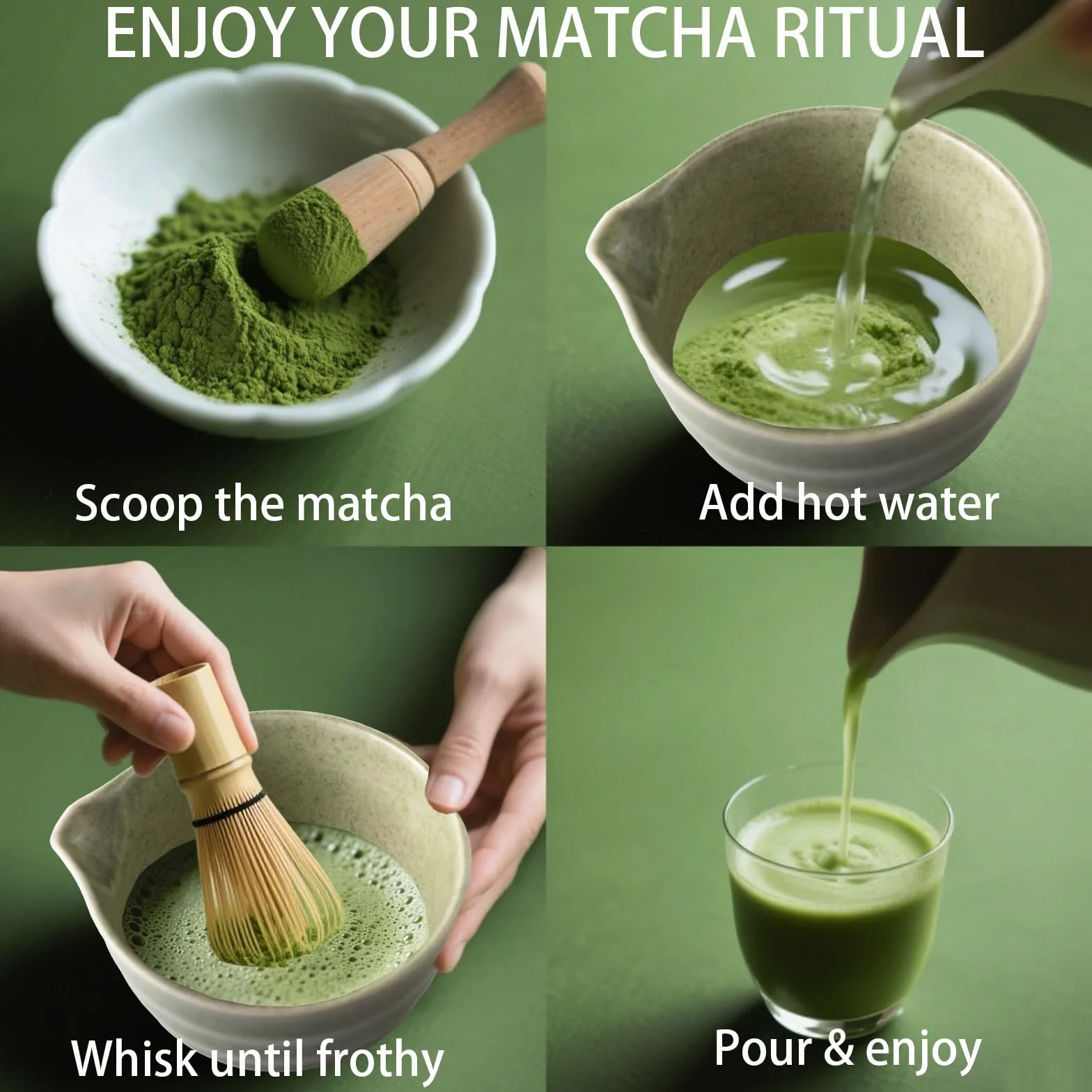 Matcha Kit Set da tè giapponese 5 pezzi ciotola tradizionale frusta paletta colino polvere