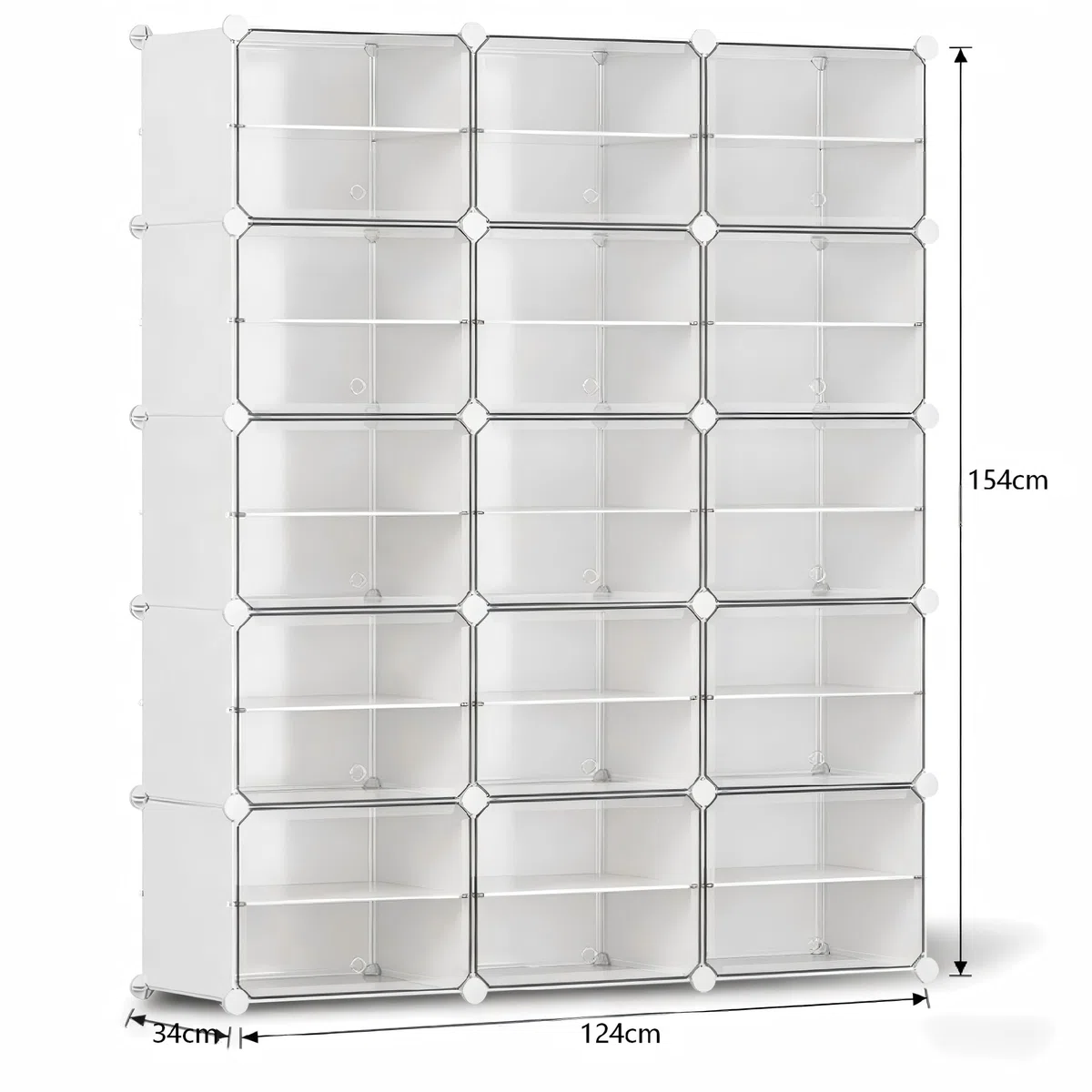 Scarpiera salvaspazio a 30 scomparti con porta, scarpiera modulare in plastica chiusa bianca, mobile per scarpe ingresso fai da te per corridoio camera da letto