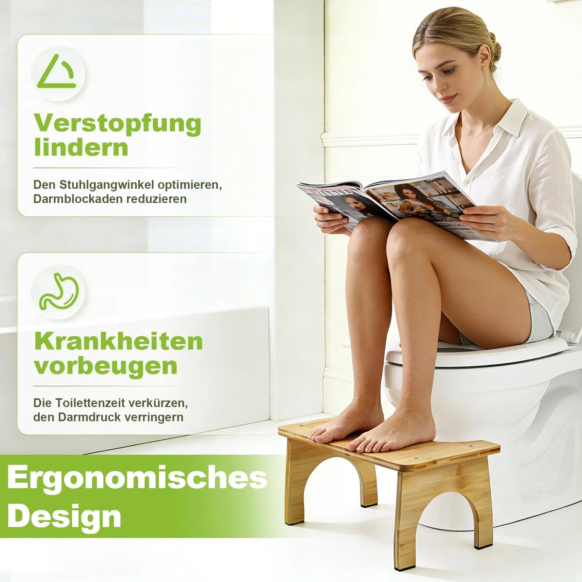 HA BIN Sgabello WC per Adulti e Bambini, Sgabello Toilette per una Posizione Naturale e Migliore Digestione, Klohocker Ergonomico per Bagno Toilet stool
