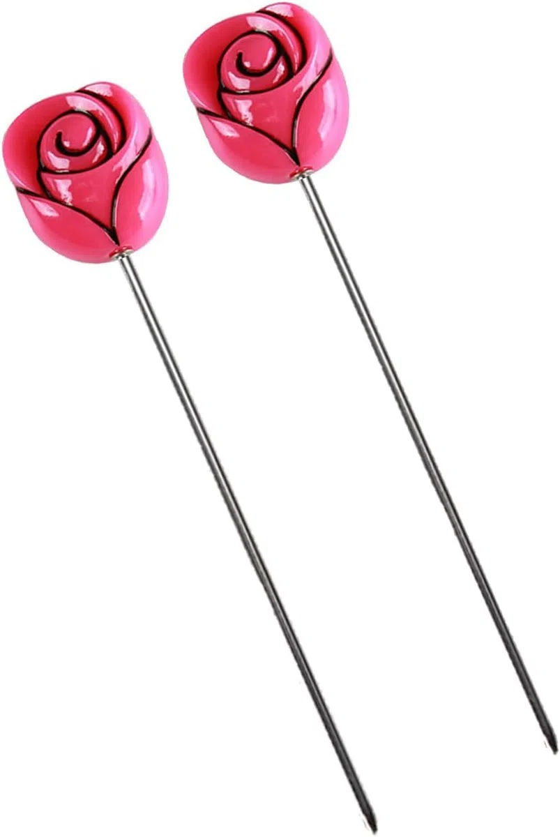 2 pz profondo rosso torta testa ago sonda in acciaio inox riutilizzabile tester per torte rivelatore di cottura, panetteria per la casa per torte fai da te spiedo pane spiedo muffin torta test cucina
