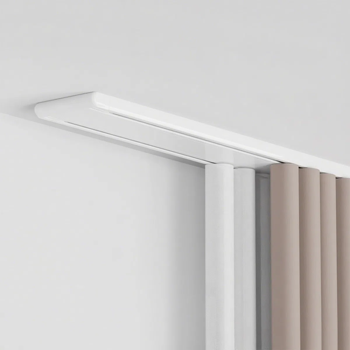 Set di binari per tende a doppio binario a soffitto, binari scorrevoli in alluminio lisci e silenziosi, supporto robusto per tende,per camera da letto, soggiorno e ufficio(White,1.5m(4.9ft))