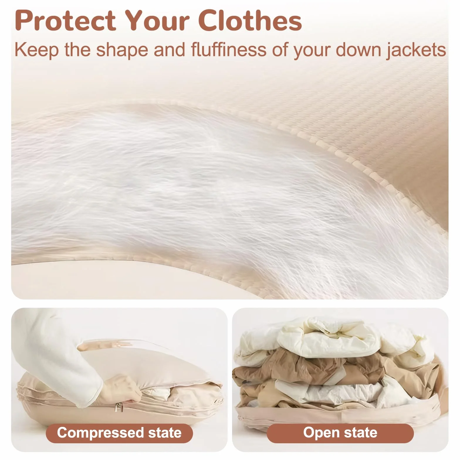Custodia Porta Abiti da Appendere con Cerniera a Compressione, Copriabiti Salvaspazio per Cappotti, Traspirante Borsa Portaabito, Copertura Vestiti Copri Abiti per Giacca, 1Pc (Beige)