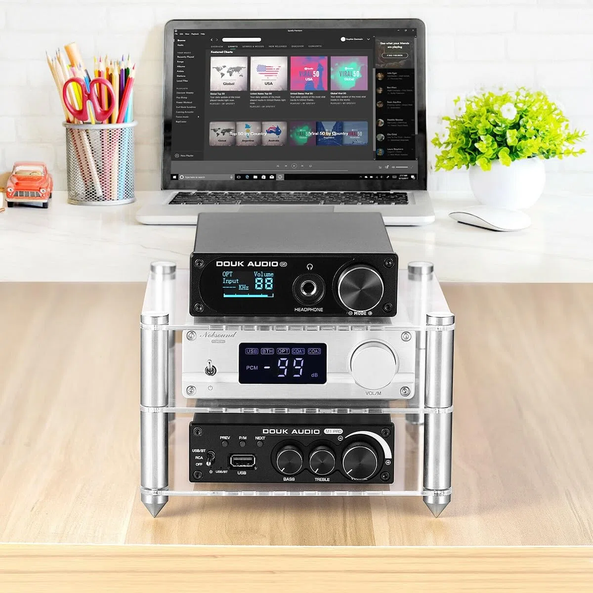 Mobile Stereo Hi Fi Rack In Acrilico, 2 Ripiani, Moderno, Scaffale Av, Per Giradischi, Soggiorno, Sala Giochi