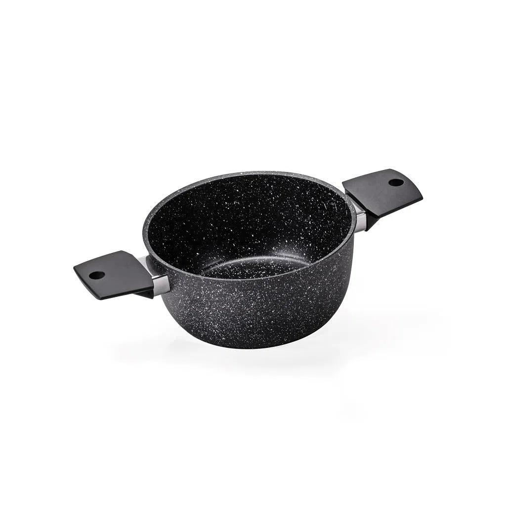 MONETA Set Pentole Induzione 8 Pezzi Magnolia Stone Black, Batteria Pentole Antiaderenti con Padelle 20 24 cm Tegame 28 cm Casseruole con Coperchi, Fondo Full Induction