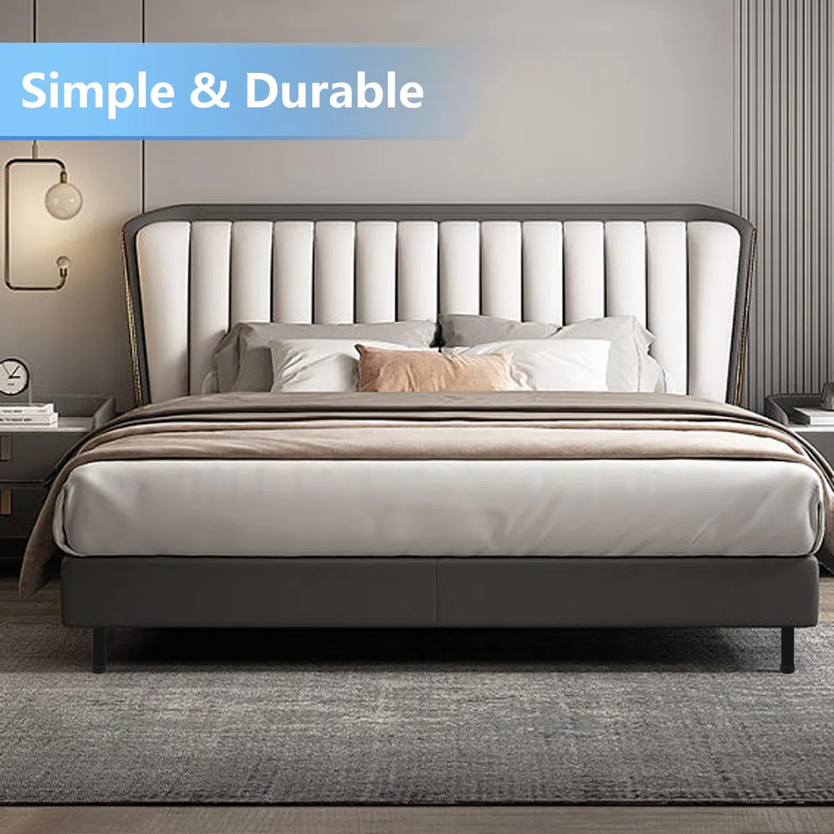 MIVIDE Piedi Letto Universali per Rete a Doghe 20~22cm Regolabili, Gambe per Letto in Metallo, Nero