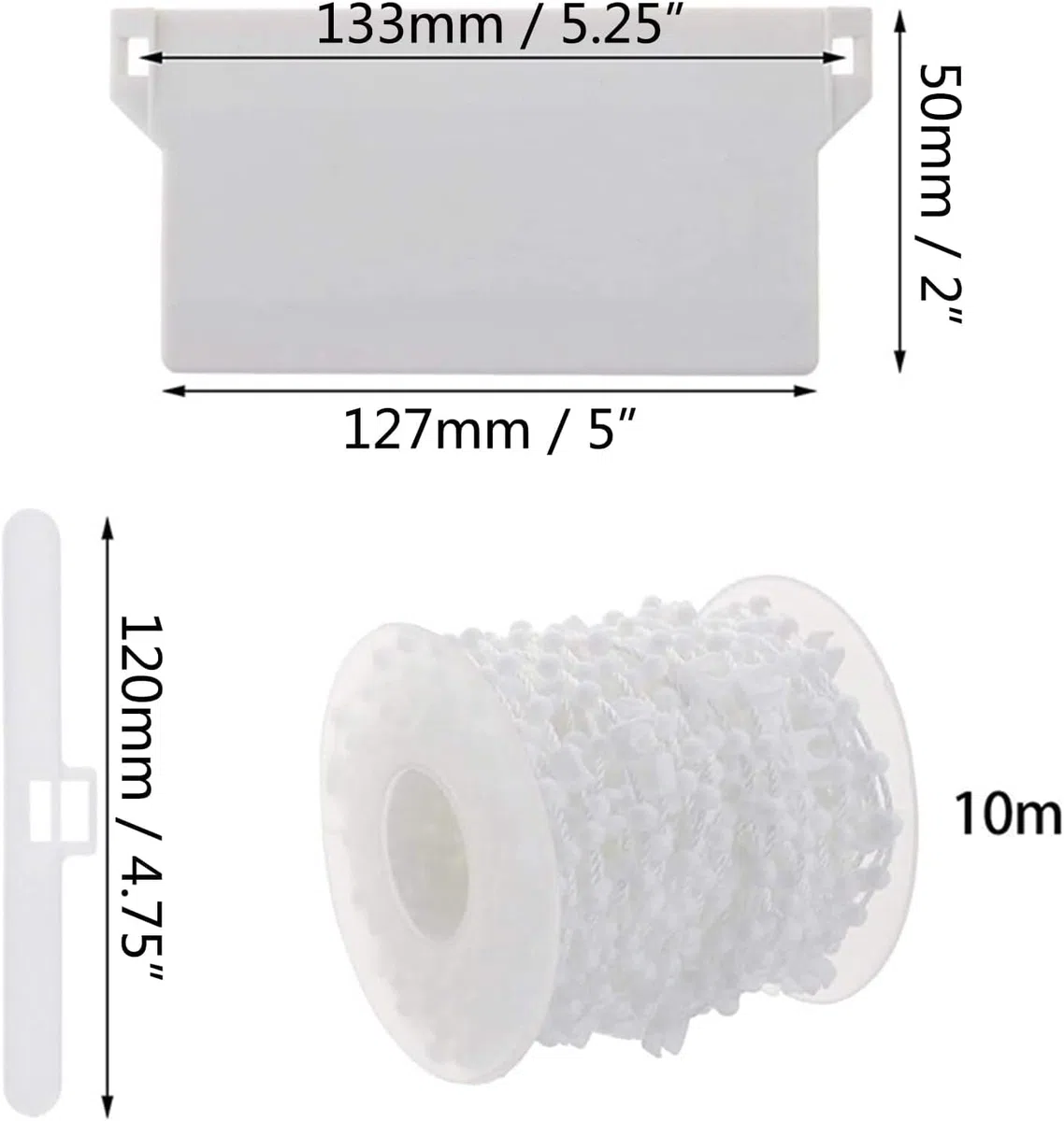 Kit di riparazione per tende verticali, con catena da 10 m e connettore, ricambio fai da te, accessori per tende verticali e ganci superiori, 127 mm
