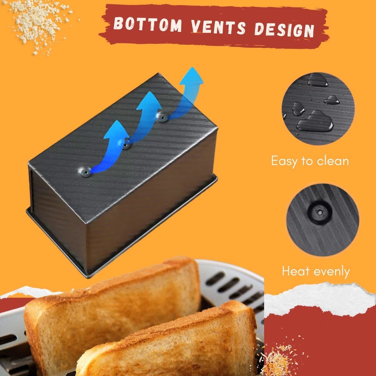 Stampo Per Pane in Cassetta, Toast Stampo per pagnotta con Coperchio, Teglia Antiaderente Per Pane in Cassetta, Toast/Panino/Torta, 450g di Pasta, Nero