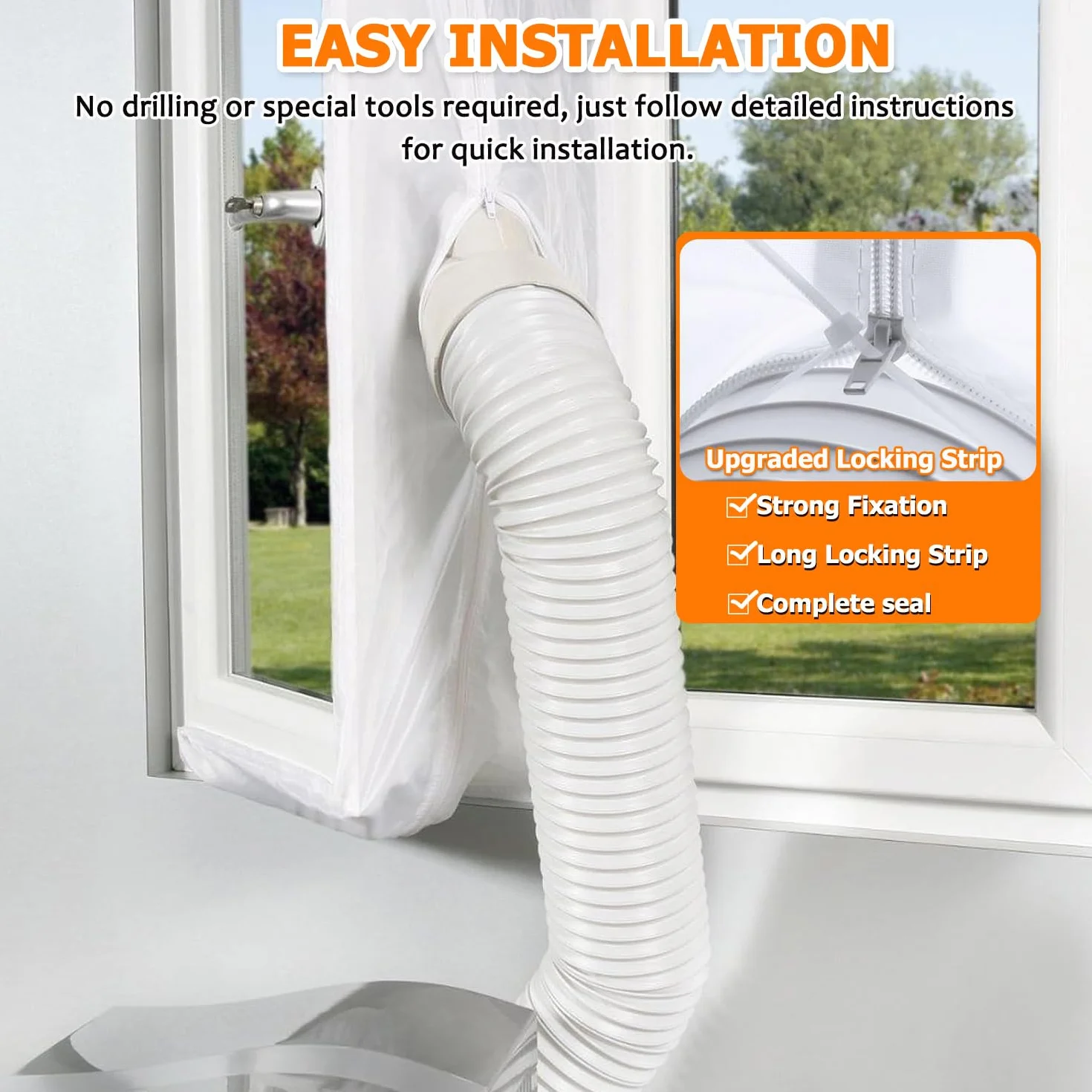 400CM Guarnizione Finestra per Condizionatore Portatile, Hot Air Stop,Guarnizione Condizionatore per Asciugatrice e Climatizzatori con cerniera e nastro adesivo