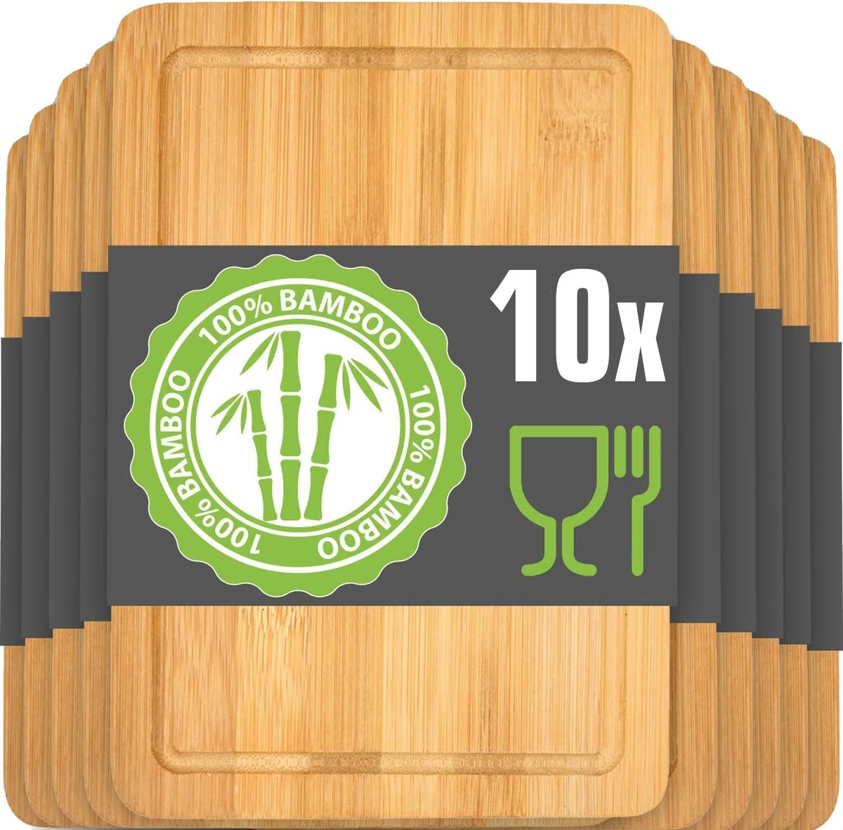 DuneDesign Set di 10 Taglieri in Legno 22x15 - Tagliere Compatto per Antipasti, Aperitivi, Stuzzichini - Vassoi Rustici per Cucina, Servizio in Tavola, Bar e Catering - Mini Asse da Portata Decorativa