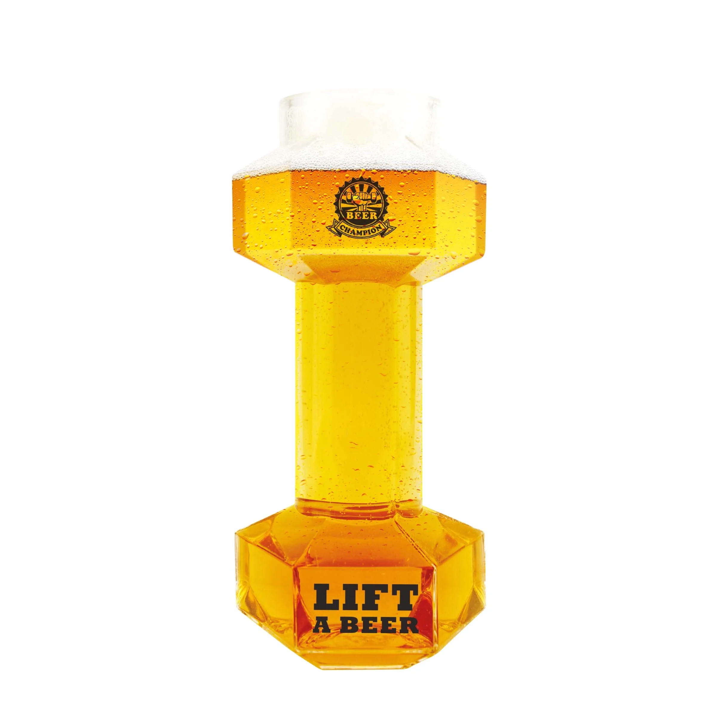 Winkee - Bicchiere da birra con bilanciere – 0,68 litri di capacità I bicchiere da birra divertente per mezzo luminoso o pils I costruzione muscolare durante il bere birra I La palestra per gli amanti