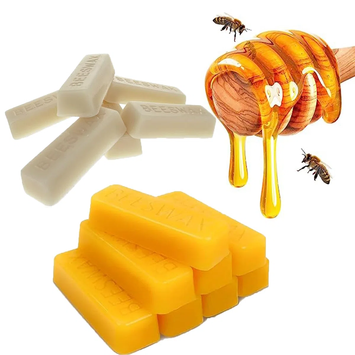 TooGet 36 Barrette di Cera d'Api Bianca Naturale, Blocco Puro per Realizzare Candele, Mobili, Lucidatura, Artigianato Fai Da Te, 1134 g