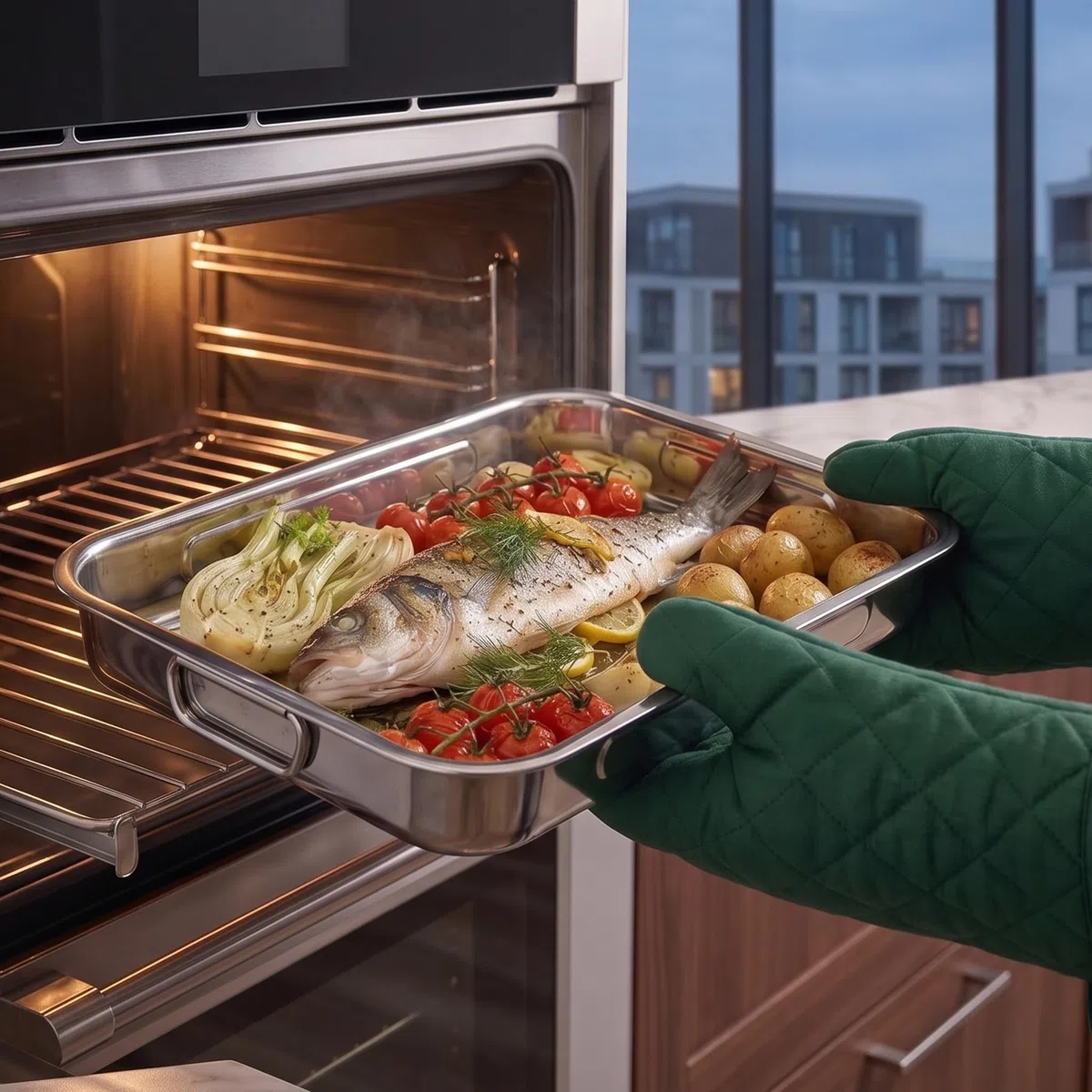 Menax - Set di 2 Teglie da Forno Rettangolari in Acciaio Inox - Stampo per Lasagna, Focaccia, Biscotti - Acciaio