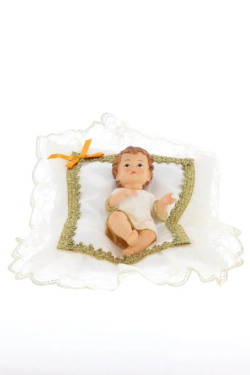 SHALOM - Cuscino In Stoffa Per Statuina Gesu' Bambino. Dimensioni 22x25cm