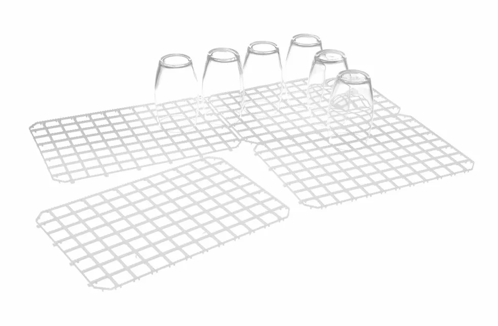 HENDI Tappetino di Drenaggio per Bar, BarUp, Set da 5 Griglie Rigide, Modulare e Collegabile, Asciugatura di Bicchieri e Calici, Conforme HACCP, 313x209mm, Polipropilene, Bianco