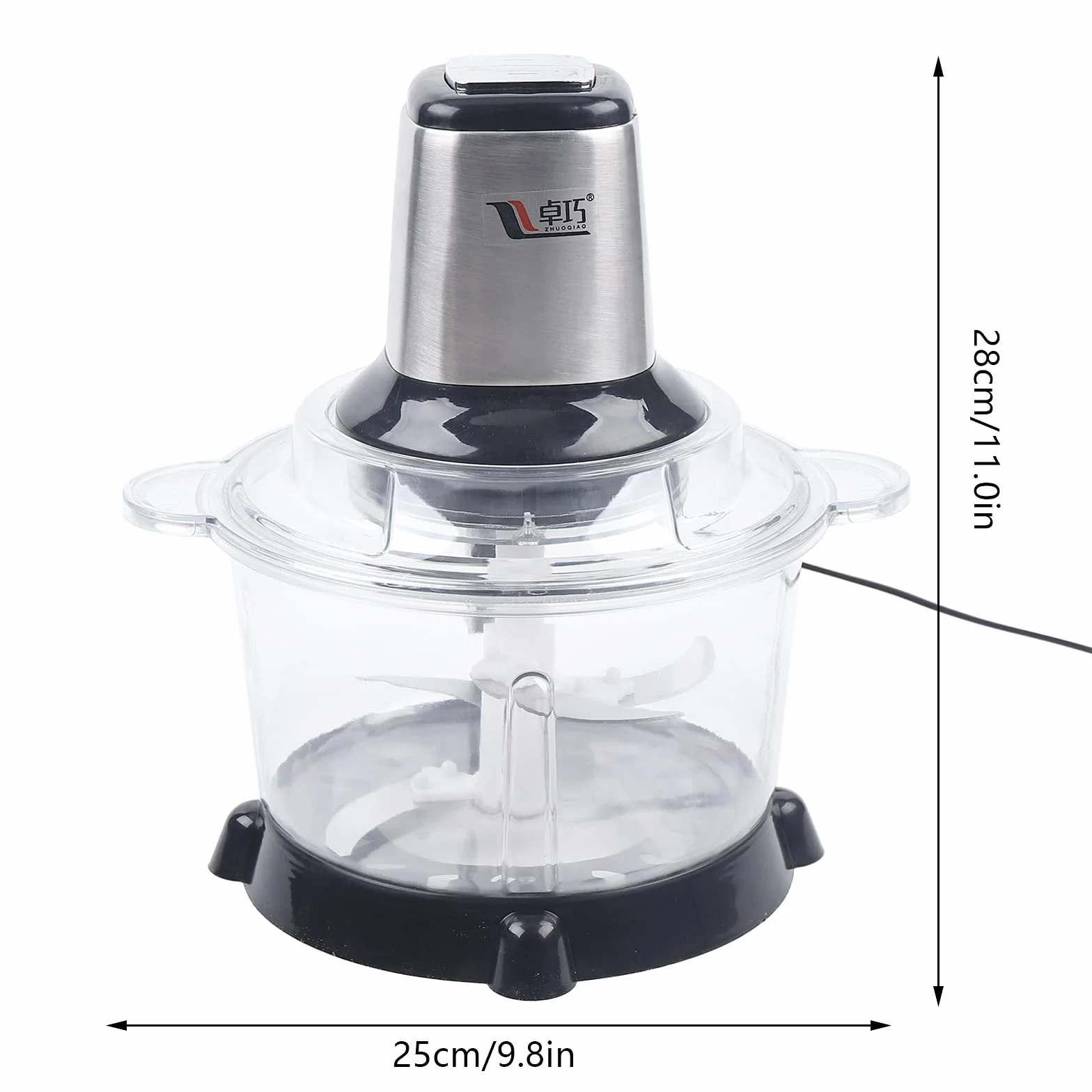 Tritatutto elettrico multifunzione da 5 l, con lame in acciaio inox, grande volume e tritatutto per frutta e verdura, motore da 300 W per utensili da cucina veloci con coperchio di sicurezza
