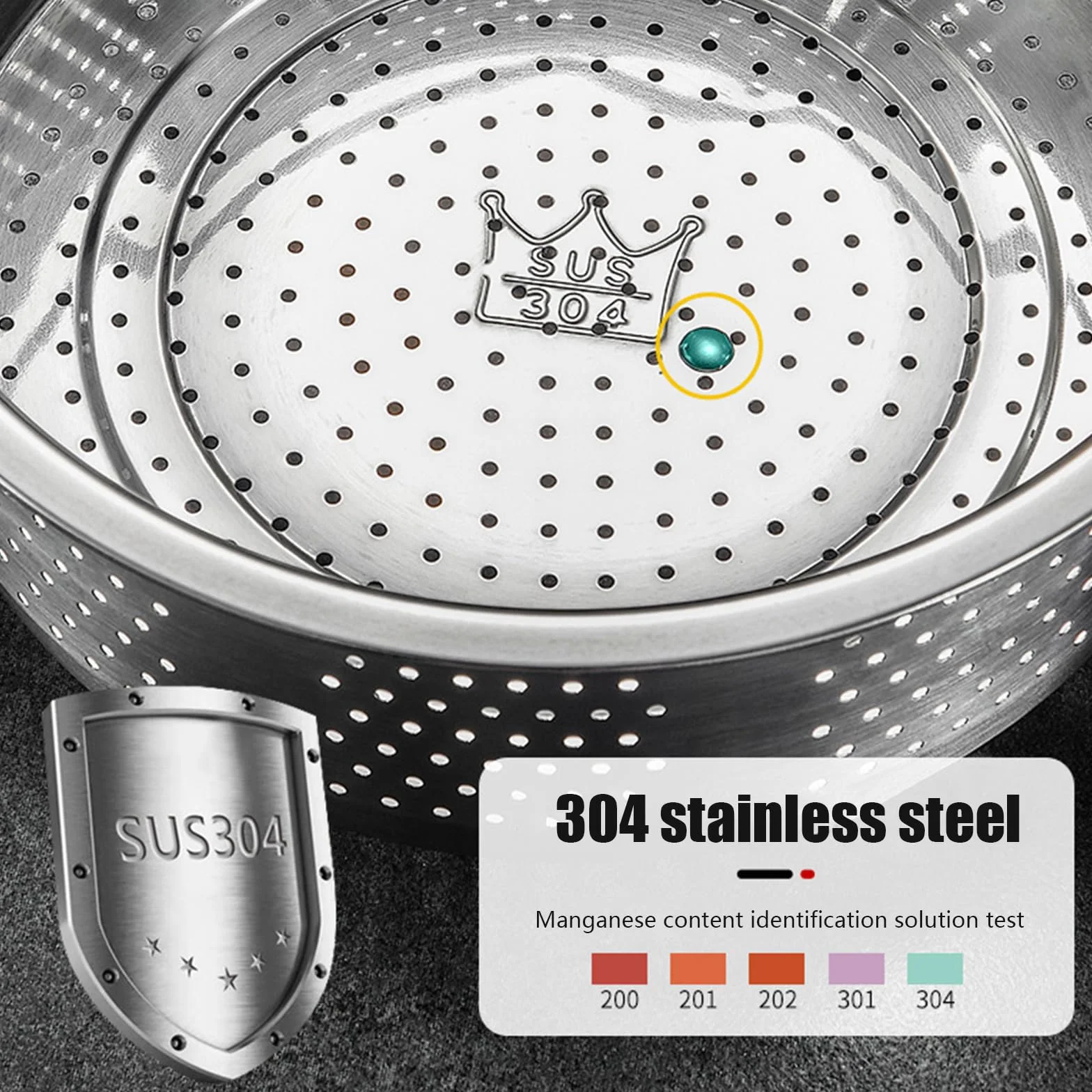 Inserto per cestello a vapore, in acciaio inox, per pentole, inserto a vapore, pentola con manico, per stufare verdure, frutta e uova (rotondo 20 cm)