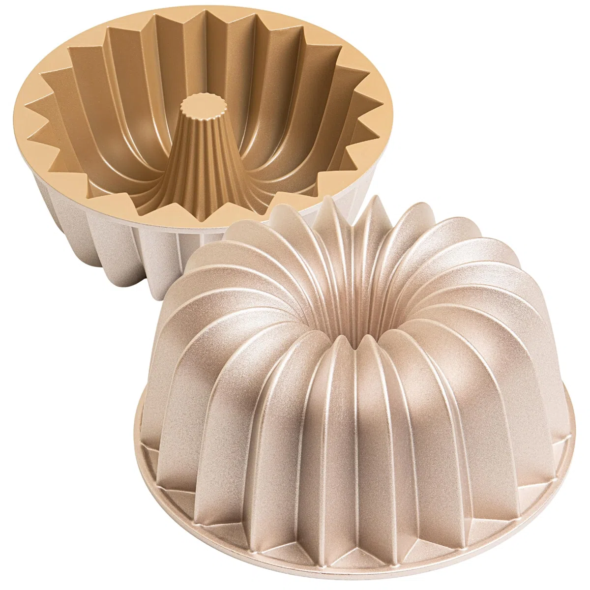 Erreke Stampo Torta Forno, Stampo Ciambella con Doppio Rivestimento Antiaderente, Alluminio Pressofuso Resistente, Savarin Cottura Uniforme, per Pasticceria, Flan, Budino, 24 cm, 2,5 litri, Gleam